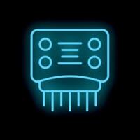 Neon icon of air conditioner remote control displaying temperature setting vector
