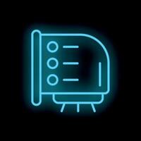 Neon icon of a computer showing a to do list on black background vector
