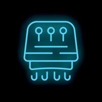Neon icon of a hand dryer using motion sensors for automatic activation vector