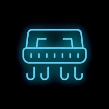 Blue neon icon of a hovercraft floating on a black background vector