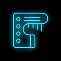 Neon blue icon of a measuring tape on a clipboard representing construction plans vector