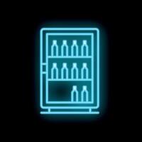 Neon fridge showing bottles inside on black background vector