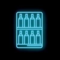 Neon sign displaying wine bottles inside a refrigerator vector