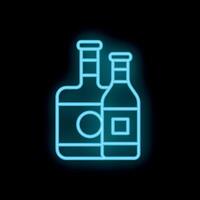 Neon sign showing two bottles on black background vector