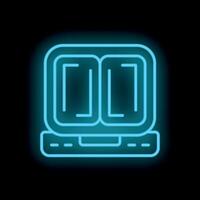 Neon icon of sandwich maker glowing on dark background vector