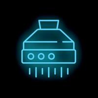 Neon icon of a cooker hood extracting smoke vector