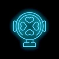 Neon icon of fan spreading love with hearts on black background vector