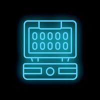 Neon game console icon glowing against dark background vector