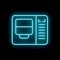 Neon microwave icon glowing on dark background vector
