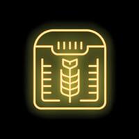 Neon icon of smart farming technology showing wheat growth data vector