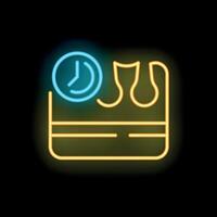Neon icon of feet soaking in spa treatment with clock showing time vector
