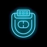 Neon icon of smart scale showing body mass index on black background vector