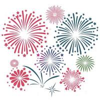 Silhouette of fireworks exploding in the sky. vector