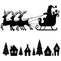 Santa claus and reindeers in sleigh vector