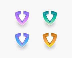 Set of creative combination triangle and shield logo vector