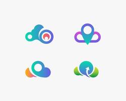Cloud logo set. Simple cloud data technology vector