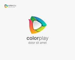 Play button logo. Colorful play button gradient logo vector
