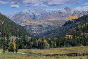 Beautiful Autumn Color in the San Juan Mountains of Colorado. View from Sunshine Mesa. Ruffner Mountain, Iron Mountain and Campbell Peak. photo