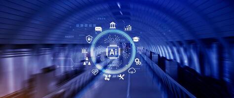 AI Artificial intelligence for business concept. AI brain processors in the concept of AI engineering, Innovative technology Machine learning. photo