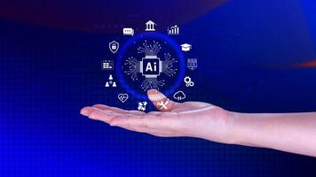 AI Artificial intelligence for business concept. AI brain processors in the concept of AI engineering, Innovative technology Machine learning. photo