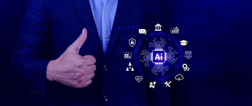 AI Artificial intelligence for business concept. AI brain processors in the concept of AI engineering, Innovative technology Machine learning. photo