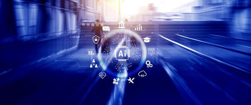 AI Artificial intelligence for business concept. AI brain processors in the concept of AI engineering, Innovative technology Machine learning. photo