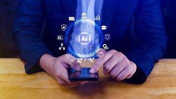 AI Artificial intelligence for business concept. AI brain processors in the concept of AI engineering, Innovative technology Machine learning. photo