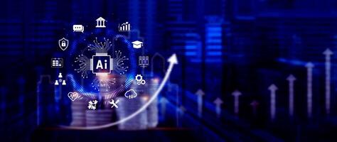 AI Artificial intelligence for business concept. AI brain processors in the concept of AI engineering, Innovative technology Machine learning. photo