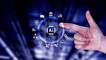 AI Artificial intelligence for business concept. AI brain processors in the concept of AI engineering, Innovative technology Machine learning. photo