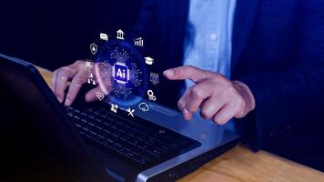 AI Artificial intelligence for business concept. AI brain processors in the concept of AI engineering, Innovative technology Machine learning. photo