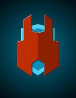 Techno styled shield emblem vector