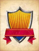 Card with blank shield label vector