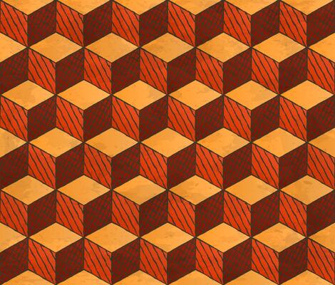 Aged drawing styled cubes pattern