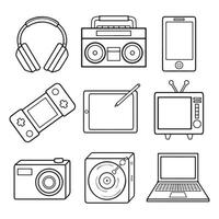 Set of icons on the theme of electronic devices and gadgets. vector