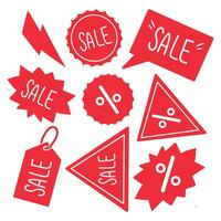 Sale red labels set, isolated on white background. illustration. vector