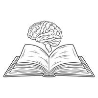 Brain and open book. illustration of a brain and open book. vector