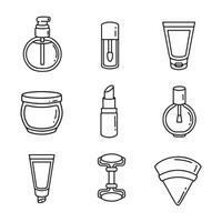 Cosmetics icons set. Outline set of cosmetics icons for web design vector