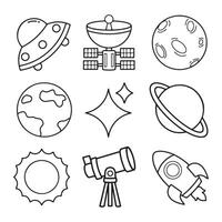 Space icons set. Outline illustration of space icons for web design vector