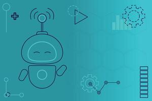 Abstract blue background with geometric shapes and a robot from a chatbot. Modern futuristic background. Technological abstract background. vector