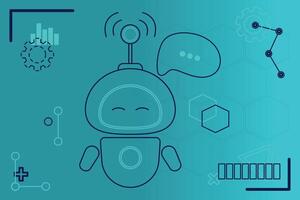 Abstract blue background with geometric shapes and a robot from a chatbot. Modern futuristic background. Technological abstract background. vector