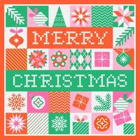 Merry Christmas greeting card with geometric design elements vector