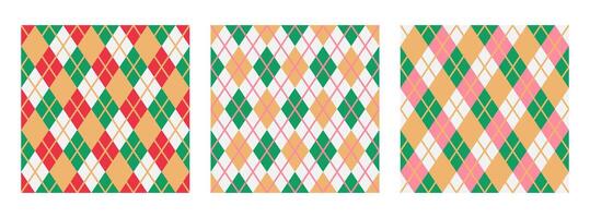 Set of seamless geometric patterns. Argyle seamless pattern vector
