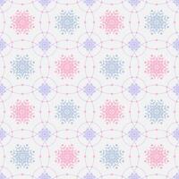 Seamless pattern with blue and white adorable snowflakes in circles on white background vector