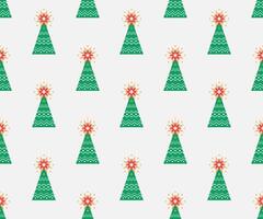 Seamless pattern with green Christmas tree on white background in minimalist flat style vector