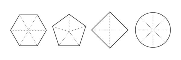 Basic radar chart line shape set. Diagram for analysis. Pentagon, hexagon, square infographic structure. illustration vector