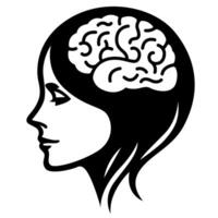 Brain graphics in a woman's head vector