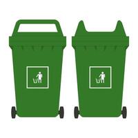 Recycling Bin. Green Recycling Trash Can. Garbage Bin Element. vector