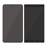 Black Mobile Phone Front View. Touch Screen Mobile Phone. vector