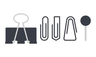 Work Supplies Paper Clip. Black Paper Clip Element. Paper Clip Binder. vector