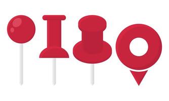 Red Pin Paper Clip Collection. Red Pin Icon Element. vector